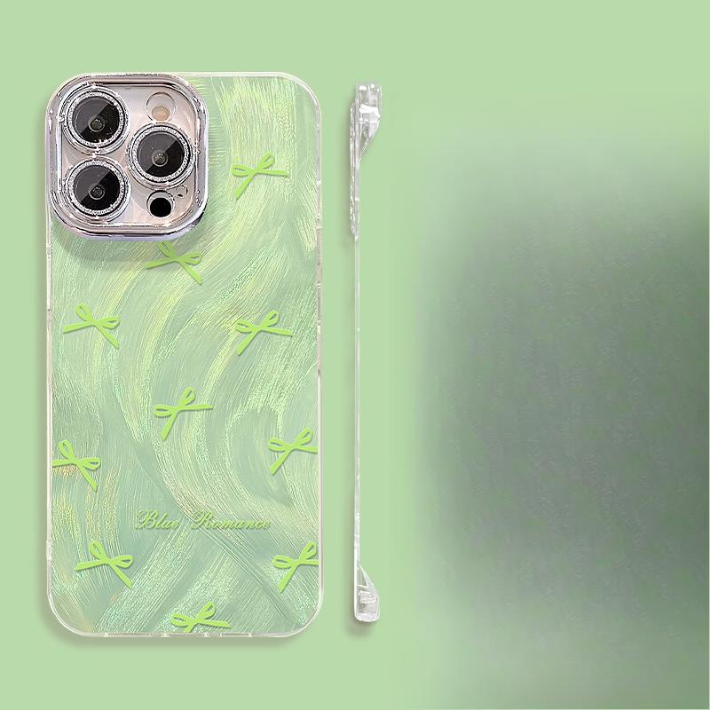 

Bow Bracket Suitable for Apple 16 Mobile Phone Case 13promax Feather Yarn Without Border 15 Small Fresh 14 iPhone XS Max