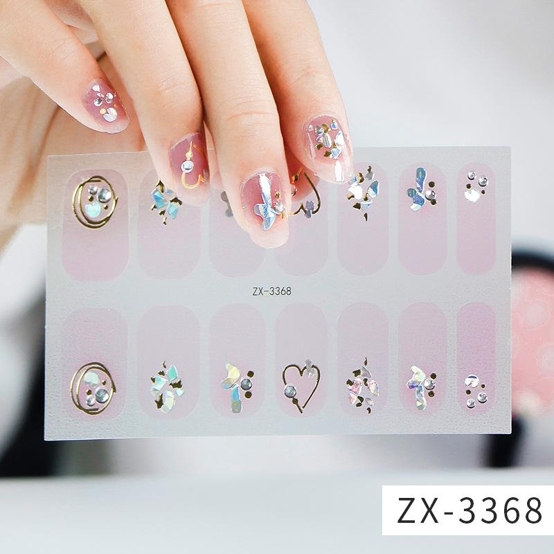 ZX 3D Waterproof No-Cure Gel Nail Wraps, Full Cover Japanese & Korean Style Spring & Summer Nail Stickers, Nail Patch Films