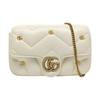 [Pre-Owned] GG Marmont Mini White Leather Quilted Studded Shoulder Bag Crossbody Bag Gold Hardware Detachable Shoulder Strap - Very Good #1O57FKC