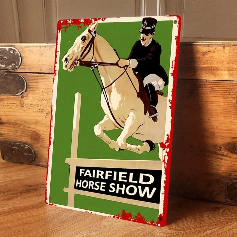 

1 piece of vintage-style equestrian competition tin plaque, home wall decoration, American country style art hanging, Fairfield (as the picture,20x30cm)