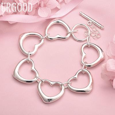Bracciale Sei Cuori in Argento Sterling 925 Gioielli Moda Matrimonio