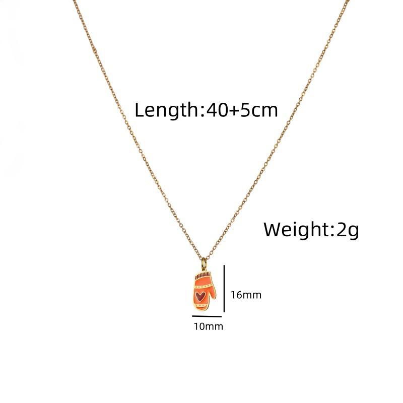 Titanium Steel 14K Gold Santa Claus Pendant Necklace - Cute Cartoon Christmas Series