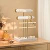 Space Saving T Shaped Jewelry Display Stand with Detachable Layers Metal and Wood Construction for Earrings Rings