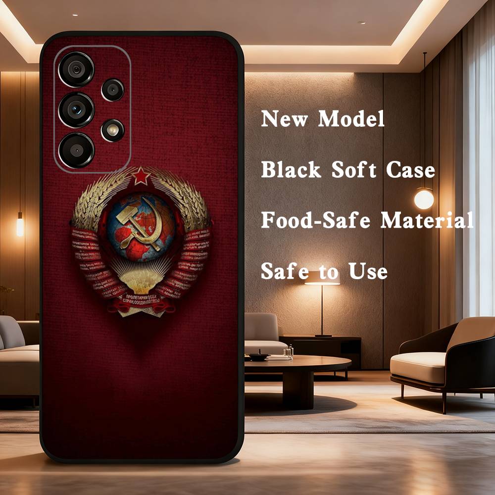 

Soviet Art Medal Case For Samsung Galaxy A73,52,71,22,Note,31,8,9,53,32,72,41,J7,Soft Black Silicone Cover SamsungA32 5G