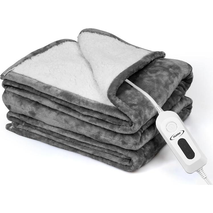 Heated Blanket Electric Throw Blanket- 50''x60'' Heating Blanket Throw 4 Hours Auto-Off & 4 Heating Levels Over-Heat Protection, Machine Washable