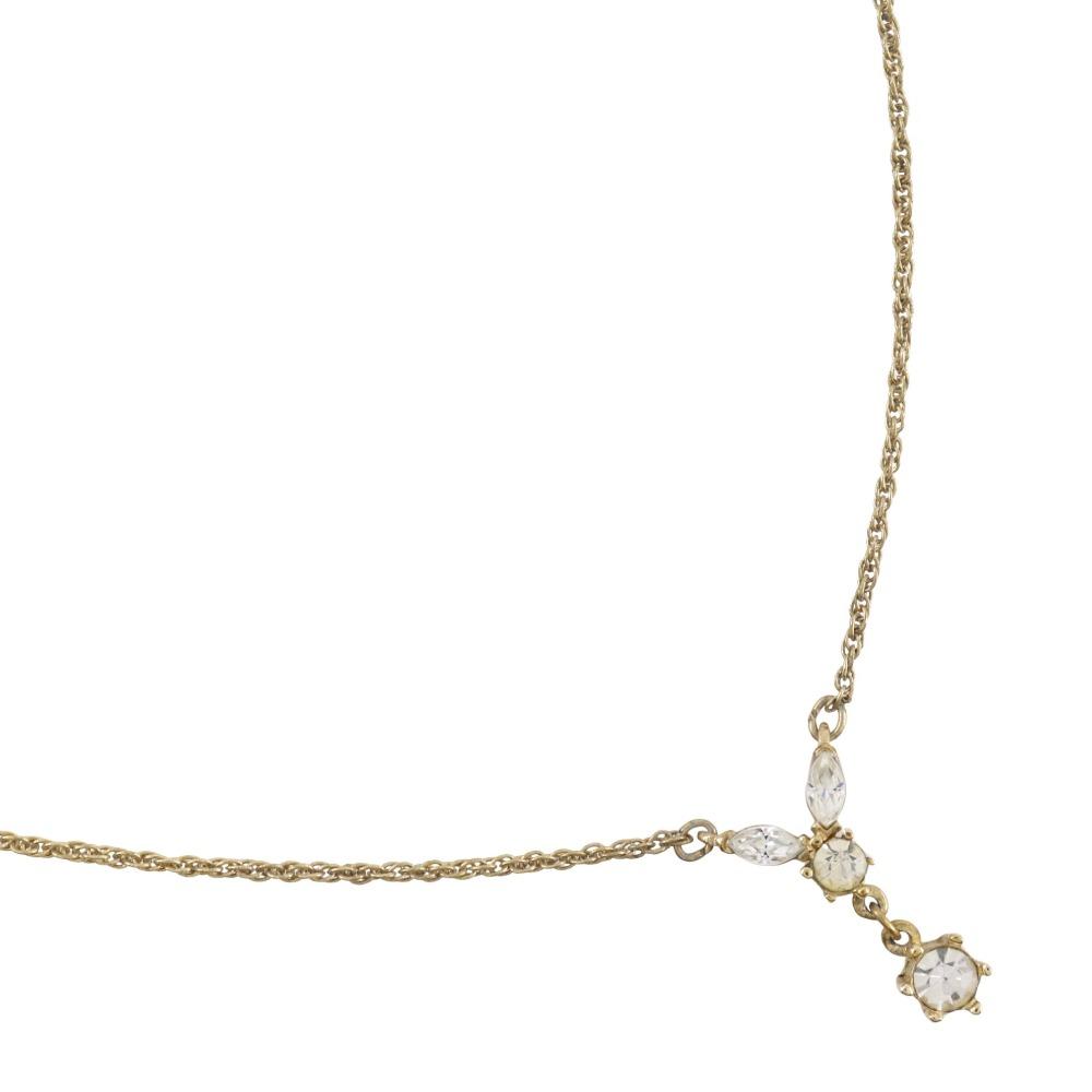 NINA RICCI Earing set Necklace Plated Gold/Rhinestone 4.1g Women Used