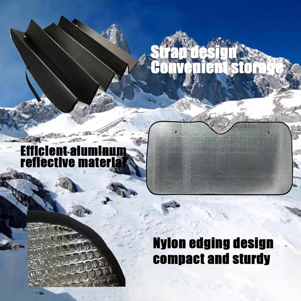 Windshield Sunshade - Foldable Reflective Sun Visor for Car - Protects Vehicle from Sun Heat and UV Rays, Keeps Interior Cool - Best Blocks Visor
