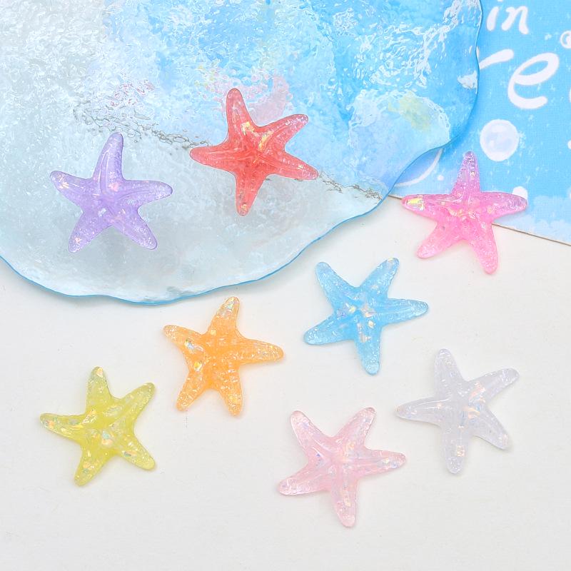 Multi-Color Sparkling Starfish Resin Charms for Crocs, Jewelry & Hair Clips