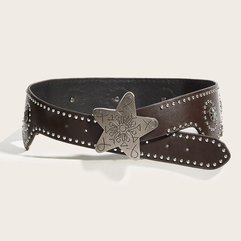 Rivet Belt Women's Decoration Fashion Star Buckle Waist Seal Wide Punk Style Outer Belt