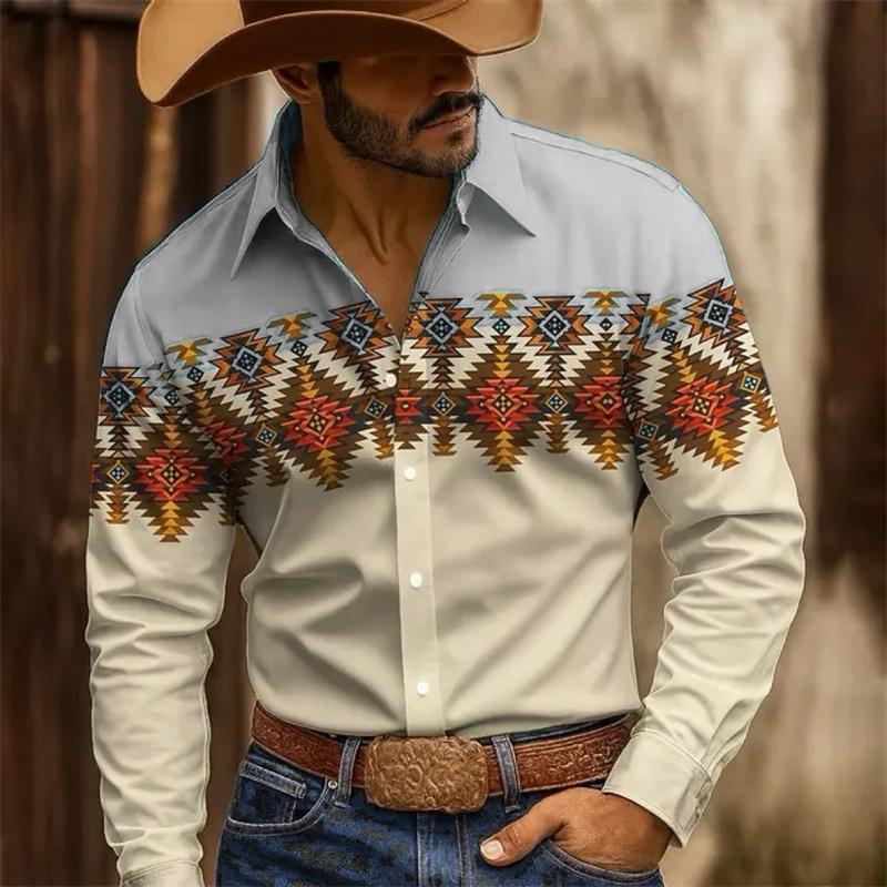 Men's Shirt 3D HD Printing Western Cowboy Style Men's Top Fashion Casual Design High Quality Comfortable Fabric