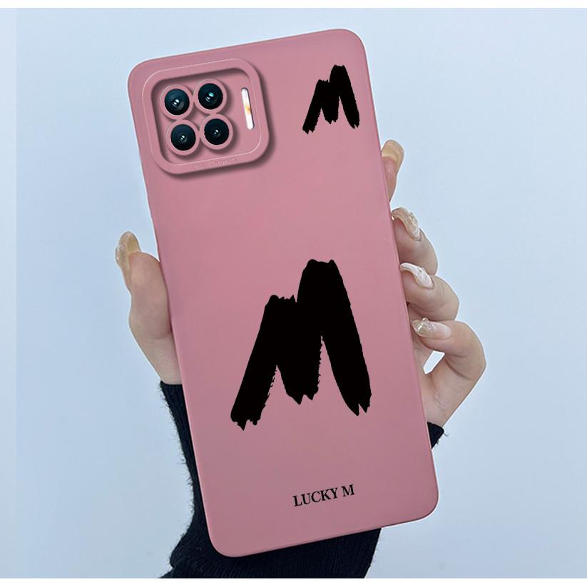 For OPPO F17 Oppo F17 Pro Case Oppo A73 A93 Reno 4F Back Cover TPU Silicon Lucky Initial Letter Couples Phone Bumper Soft Case
