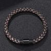 Vintage Men Leather Bracelet Charm Stainless Steel Buckle Bangles Jewelry Gift