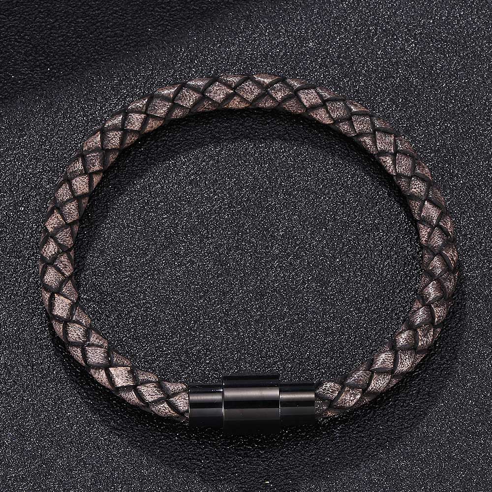 Vintage Men Leather Bracelet Charm Stainless Steel Buckle Bangles Jewelry Gift