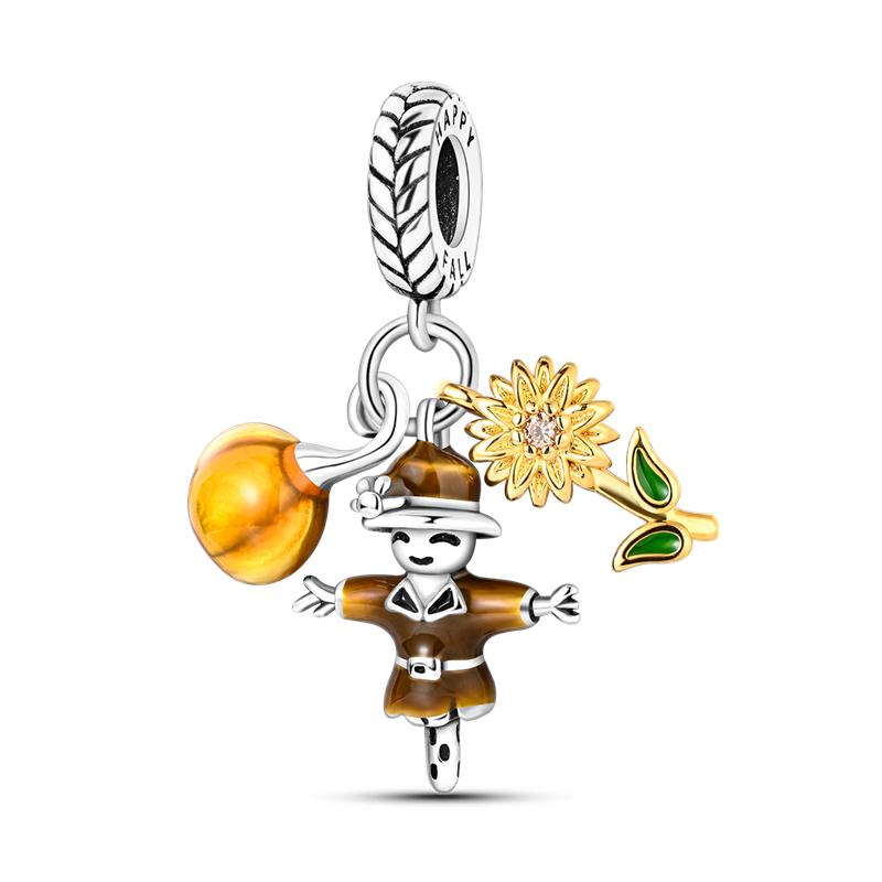 Flowers Series S925 Sterling Silver Sunflowers Tulip Carnation Charms Fit Original  Bracelet  For Women Jewelry Making