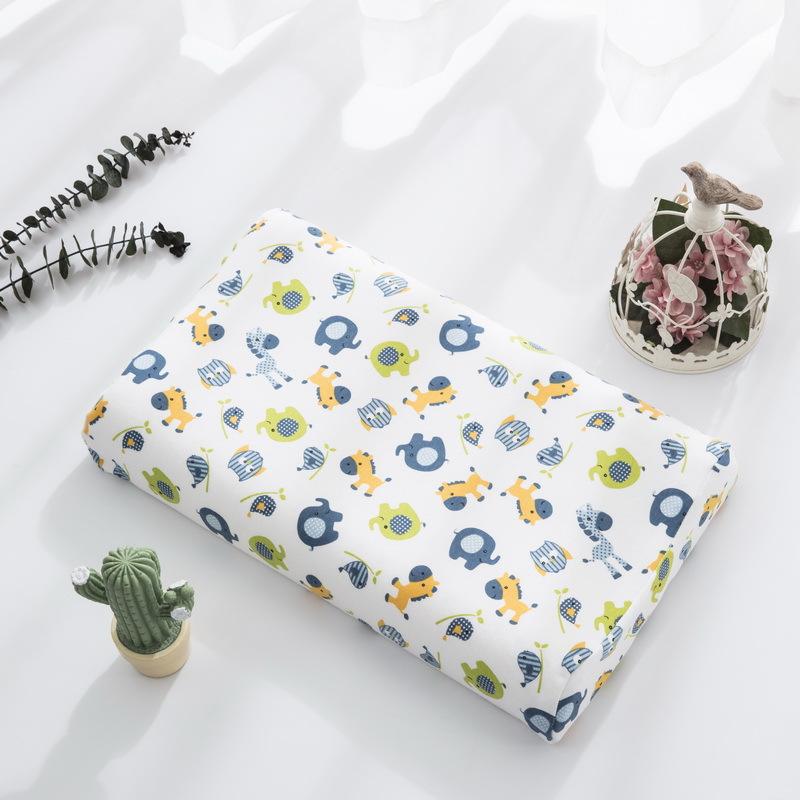 Natural Children Latex Pillow Soft Cotton Cartoon Kids Neck Support Gift For Toddler Preschool Baby Bedding