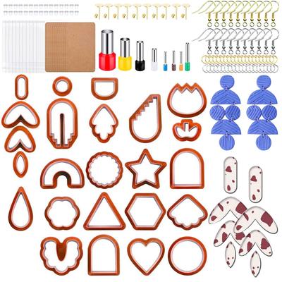 24/142/193 Pièces Ensemble de Découpoirs en Argile Polymère Plastique Découpoir Boucles d'Oreilles Argile Acier Inoxydable Moule DIY Bijoux Accessoires de Fabrication de Boucles d'Oreilles