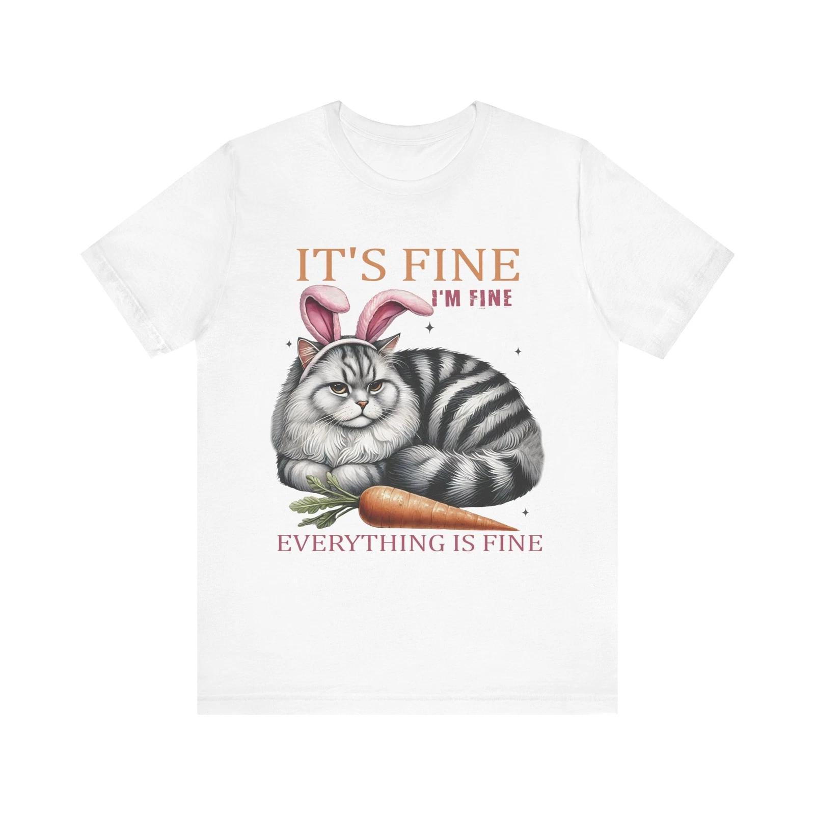Funny Easter Cat Shirt – Grumpy Bunny Ears & Sarcastic Quote T-Shirt M