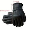 1pair Warm Fleece Lined PU Leather Thermal Gloves, Winter Holiday Gifts