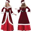 Soft Corduroy Christmas Santa Claus Costume Dress For Women With Stylish Accessories