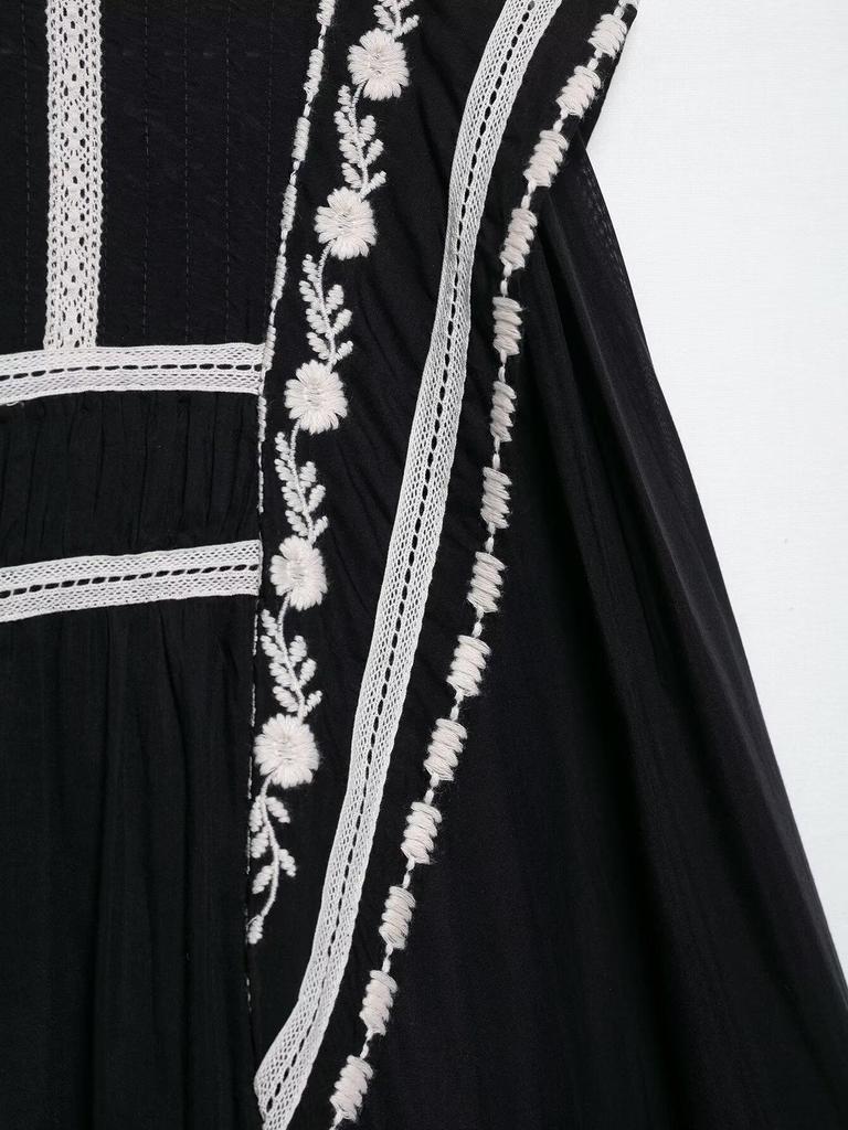 Spring 2025 European & American Women's Patchwork Embroidery Fashion Loose Top