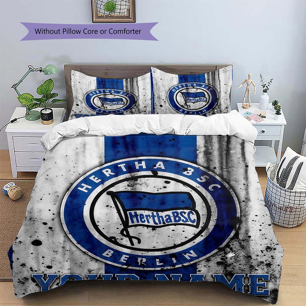Hertha BSC Custom Name Pattern Bedding,Quilt Set Quilt Cover Pillowcase Home Birthday Gift(1 * Duvet Cover + 2 * Pillowcase, Without Core)