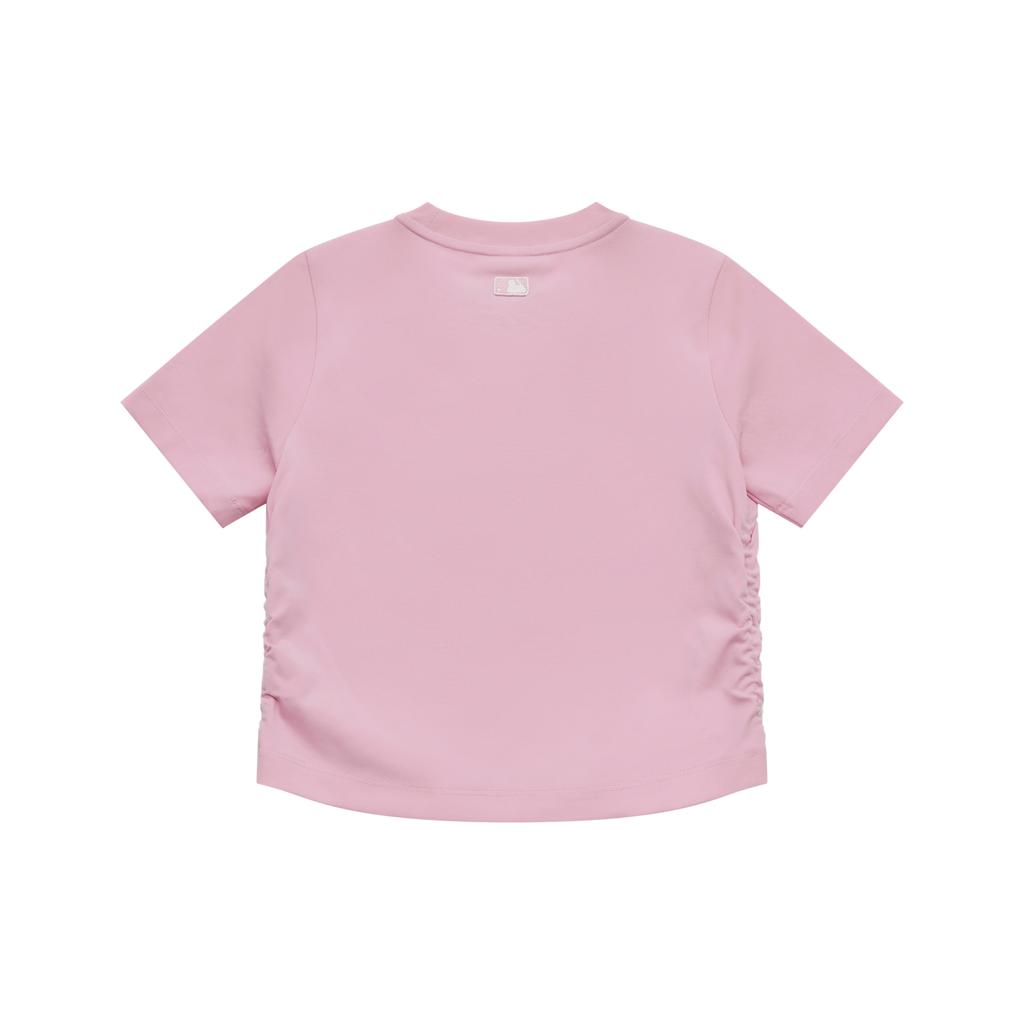 New MLB Los Angeles Dodgers Heart SS25 T Shirt Women's Heather Gray Pink 3FTSH0453-07PKM