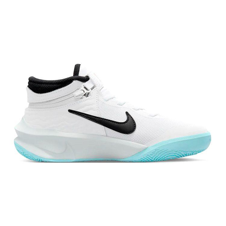 Nike Team Hustle D 10 Flyease Slip Resistant, Abrasion Resistant, Breathable Low top Basketball Shoes White Blue Unisex DD7303-102