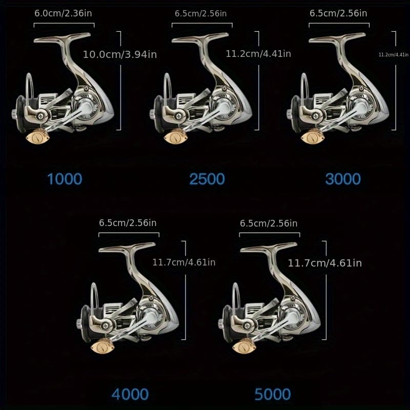 All-metal Seamless Spinning Reel Metal Rocker and Spool Lightweight Design Suitable for Long-distance Casting Suitable for Seawater and Freshwater