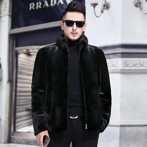 Imitation fur, imitation mink coat, men's leather jacket with fleece and thickening, imitation mink jacket, hooded men's clothing, others