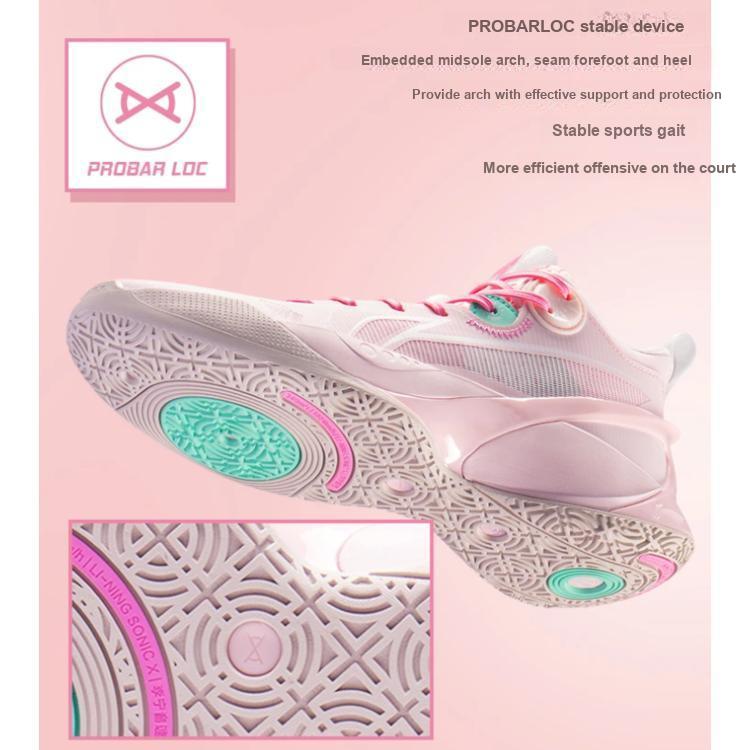 LiNing Sonic 10 Youth Mid Basketball Shoes Kids Sneaker Strawberry-Pink ABPS013-5