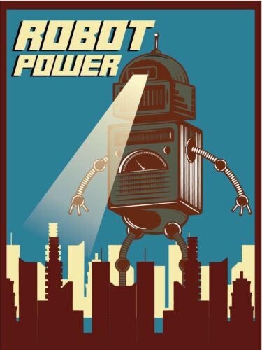 

Robot Power Vintage Retro Metal SignAluminum 20x30cm（7.8x11.8inch）