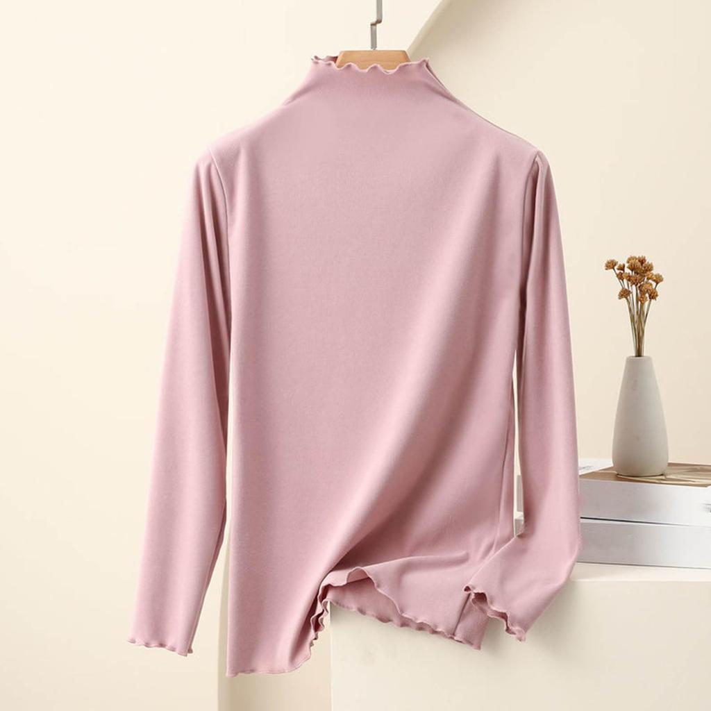 Women's Fashion Solid Colour Long Sleeve Fleece Thickened Top