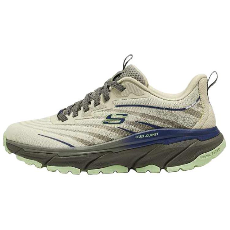 Skechers D LUX JOURNEY Men Beige Blue Low Top Outdoor Shoes Lightweight Comfortable Wear Resistant 237416-NTBL 42.5