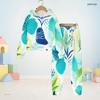 Kids Boys Girls Hooded Long Sleeve Printed Sweatshirt Cuffed Pants Two Piece Outfit