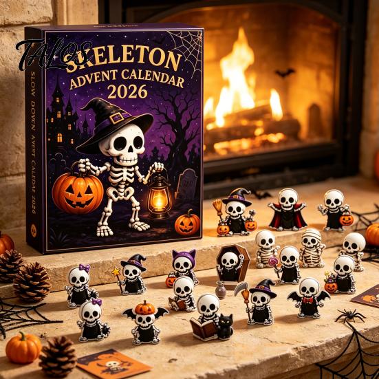 Kids Board Game Accessories Halloween Ghost Advent Calendar, 24 Day Countdown Box with Calendar Figurines, Spooky Collectible Toy Set for Kids, Party