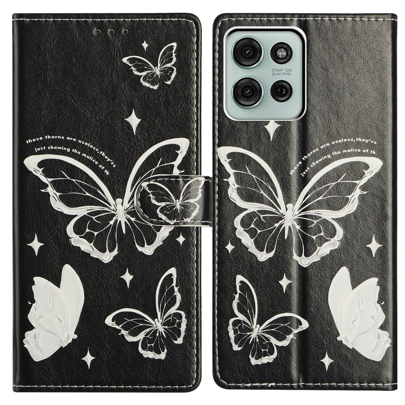 

For Motorola Moto G86 5G Case Pattern Printing Wallet Stand Flip Leather Phone Cover with Strap Butterfly