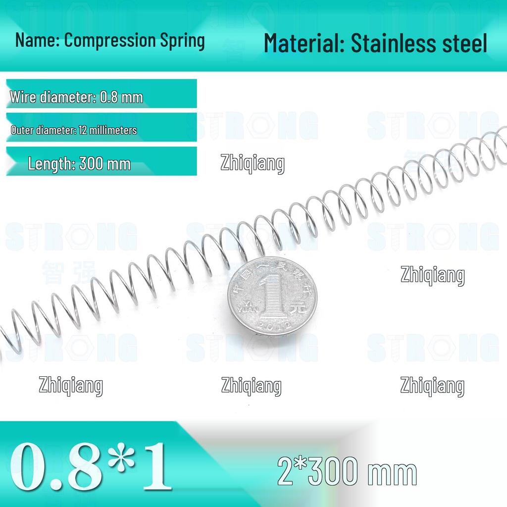 304 Stainless Steel Compression Spring – 300mm Long, High Elasticity, Shock Absorption, Customizable