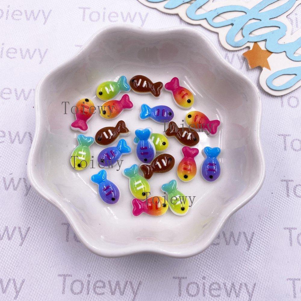 50Pcs Resin Cute Colorful Mini Fish Flatback 2D Cartoon Nail Art Stone DIY Jewellery Scrapbook Crafts Decor Applique Accessories