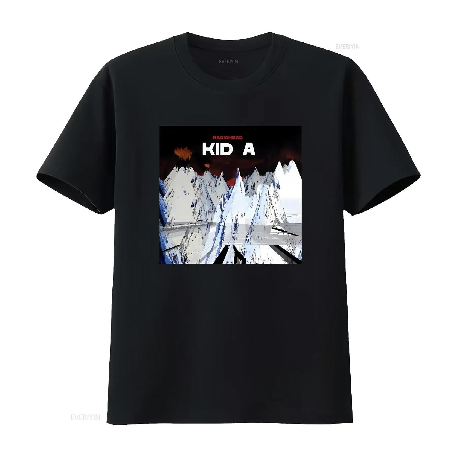 

Radiohead Kid A T Shirt Band Music Alternative Rock Clothing Concert Merchandise vintage Washed designer clothes fashion S чёрный