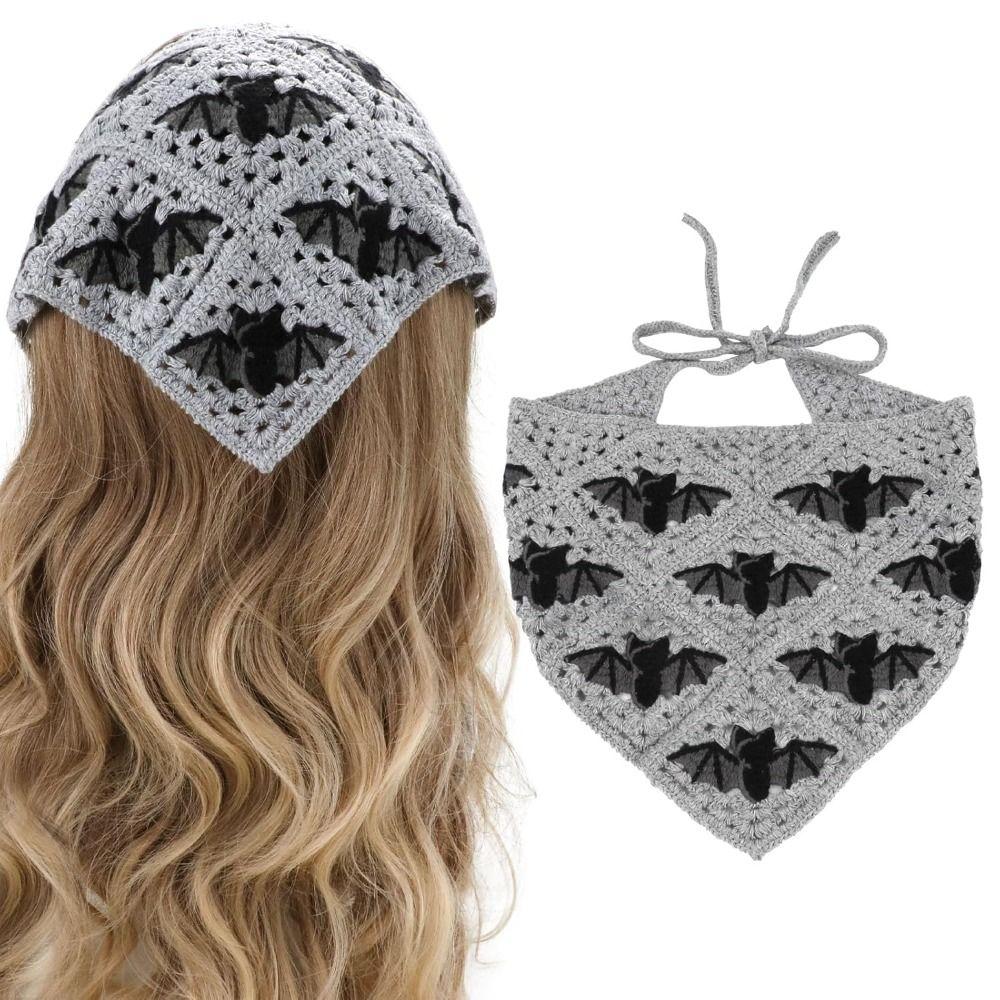 Halloween Hair Accessories Halloween Triangle Hair Scarf Bat Ghost Strap Knitted Headbands