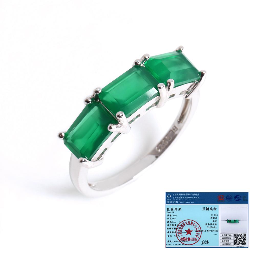 Bolaijewelry 1 Piece Classic Fashion Natural Green Agate Ring for Women 925 Sterling Silver Fine Jewelry Anniversary Party Wear