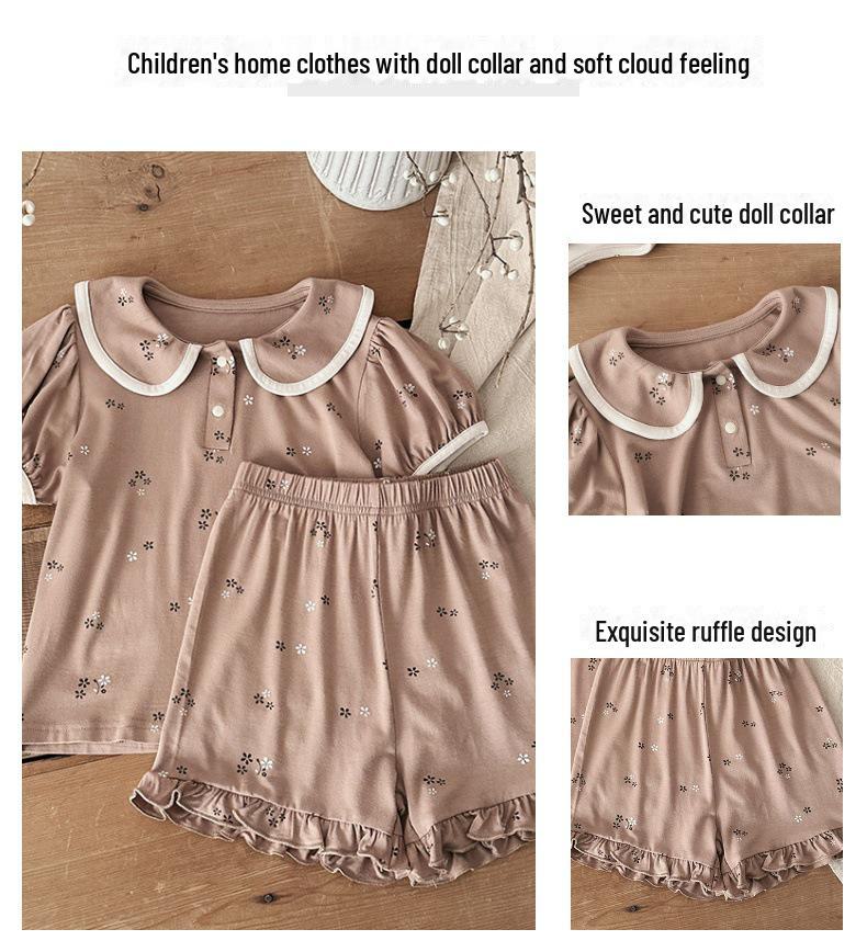 Pijamale vara 2025 pentru copii: Set coreean cu mâneci scurte în modal pentru fete