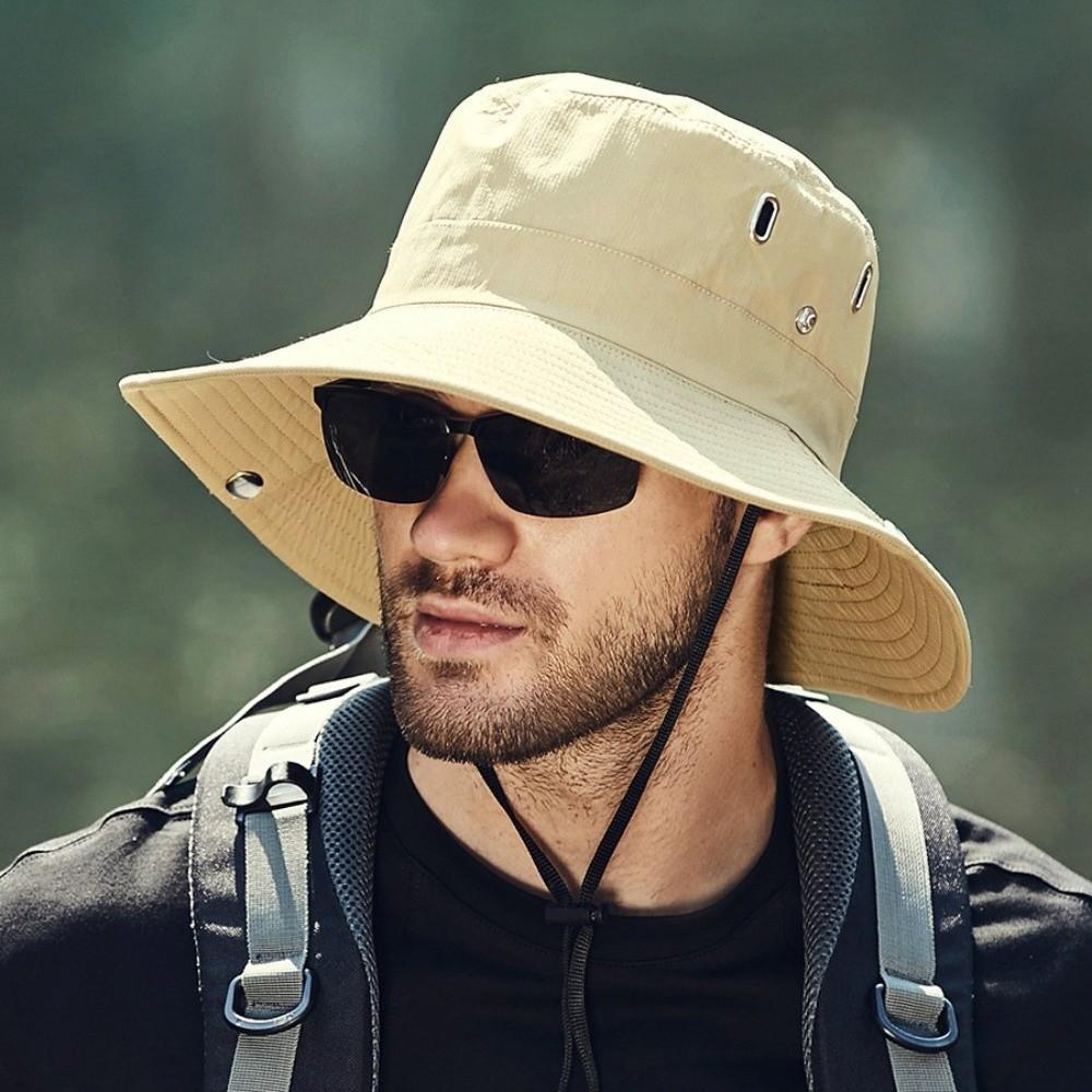 New Adjustable Men'S Summer Sun Protection Hat Uv Protection Wide-Brimmed Hiking Cap Breathable Sun Hat