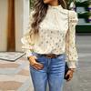 Loose Round Neck Printed Blouses Commuting Long Sleeve Autumn Winter Women