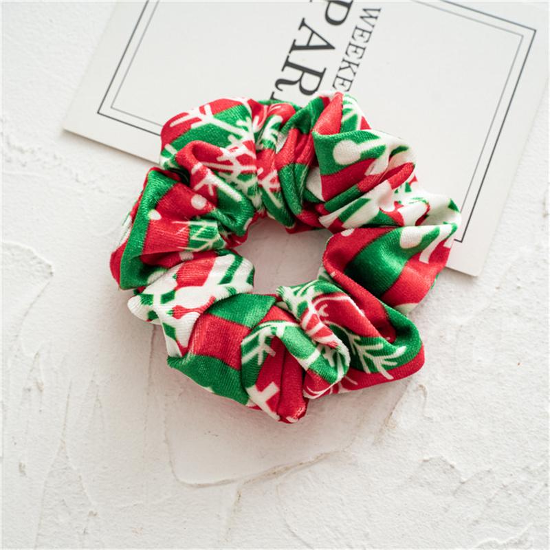 30pcs  Women Hair Scrunchies Christmas Print Corduroy Cloth Hairbands Lady Girls Ponytail Hair Ties Accessories