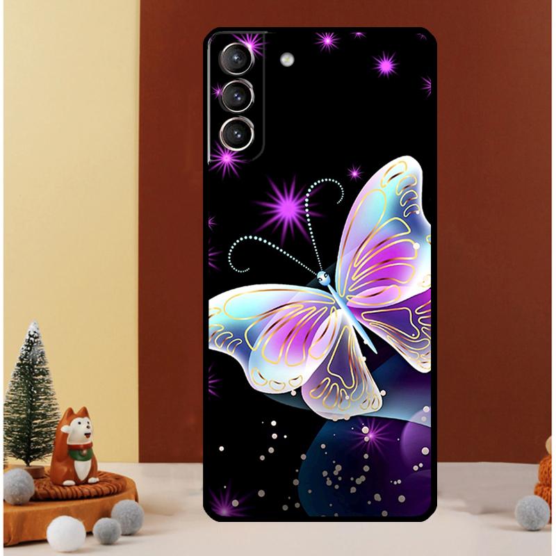 Black Beautiful Butterfly Case For Samsung Galaxy S24 S26 Ultra S21 S22 S20 S23 S25 Ultra S10 Plus S25 FE Cover Funda