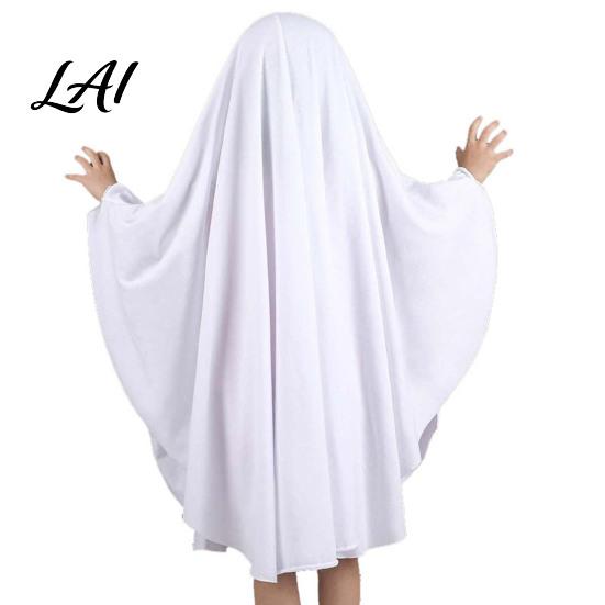 Costume Fantasma per Travestimento di Halloween per Bambini Adulti Cosplay Vestito Mantello Adulto Mantello Bianco Spettrale con Fori Neri per gli Occhi Tuta Facile da Indossare