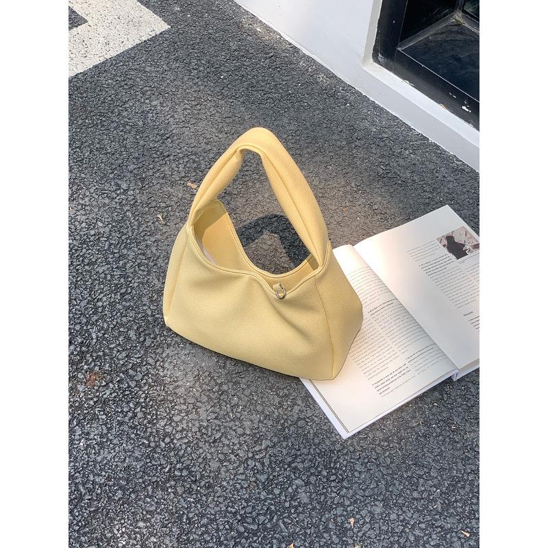 

Женская сумка для офисного работника, новая женская сумка через плечо, женская простая сумка-подмышка нишевого стиля из мягкой кожи с узором личи жёлтый