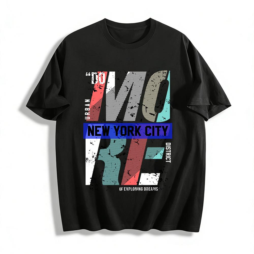 Vintage New York City Distressed Print Casual Tee Pure cotton T-shirt XXS