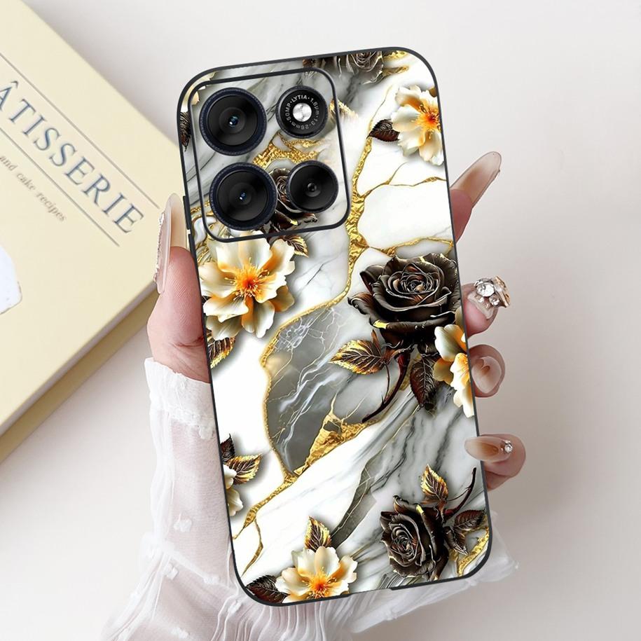 For Motorola Moto G86 G56 5G Case 2025 Fashion Flower Marble Sunset Capa Soft Silicone Phone Cover For MotoG56 MotoG86 5G Bumper